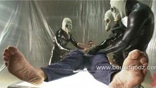 Bad ass Cliff Jensen is bound in leather straps - porn video