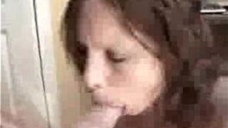 Busty brunette girlfriend deep throats her man - porn video