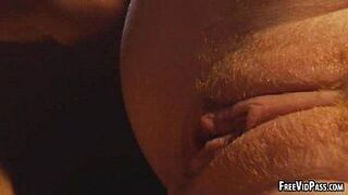 A sexy ginger babe is getting fucked hard in her pussy - porn video