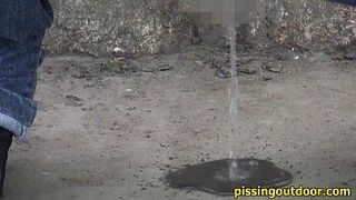 Aliya pisses behind the rock - porn video