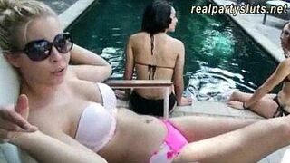 Pool house party turns into a hardcore sex orgy - porn video