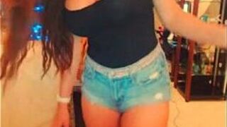 Busty sexy brunette teen doll teases on webcam - porn video