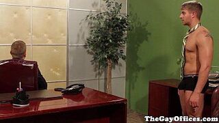 Gay office hunks take turns to suck cock - porn video