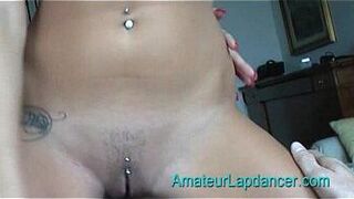 Teen brunette with pierced pussy dancing - porn video