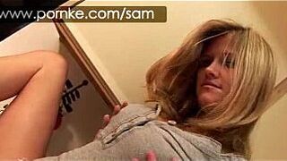 Samantha Gauge in skanky black panty shows off her tight butt - porn video