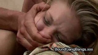 Tied up babe group fucked by hillbillies - porn video